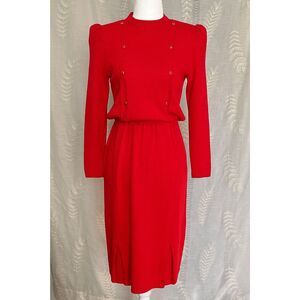 Vintage 80s St. John for Neiman Marcus Red Knit Dress